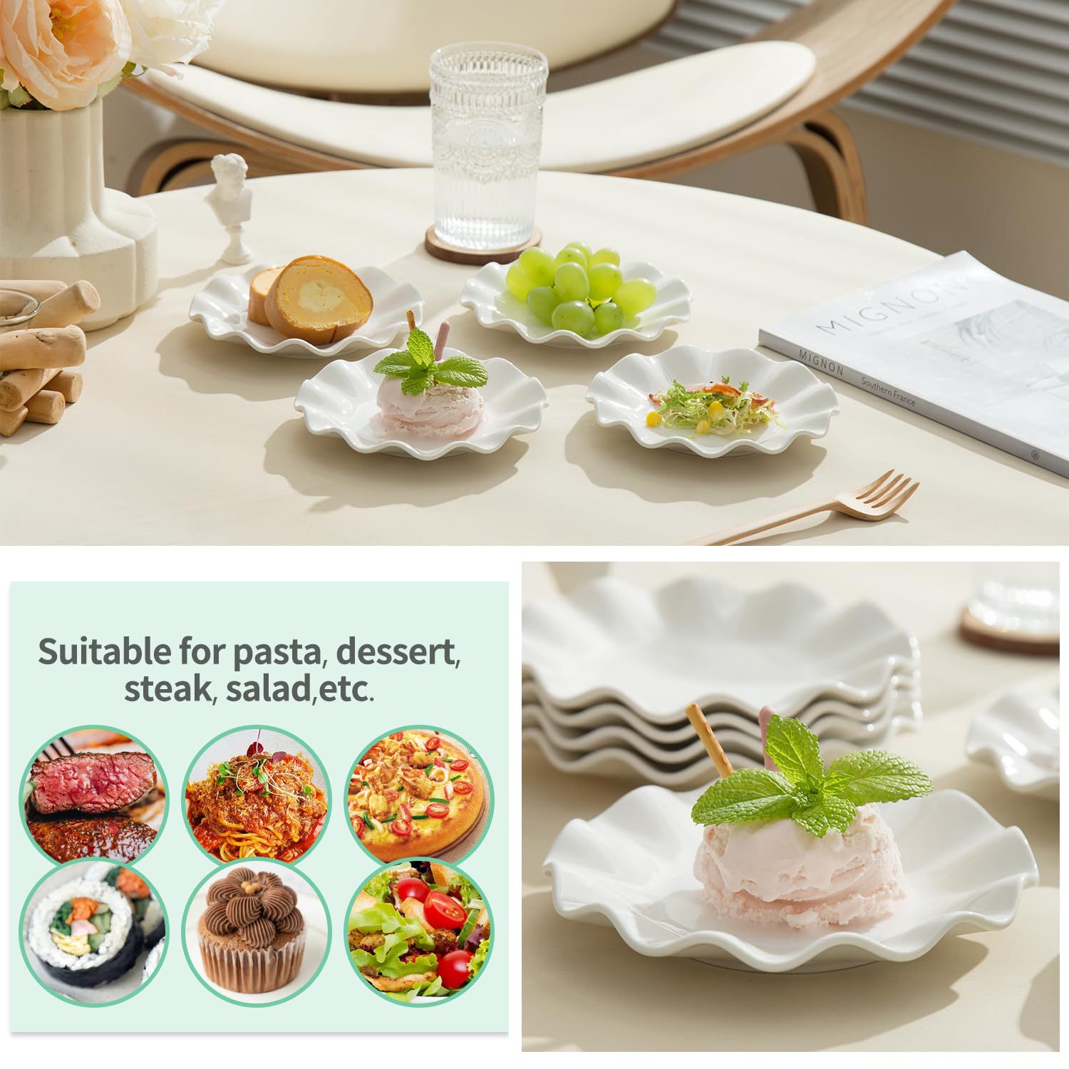 Amazon.com | OMAYKEY 6 Inch Ceramic Dessert Plates Set of 18